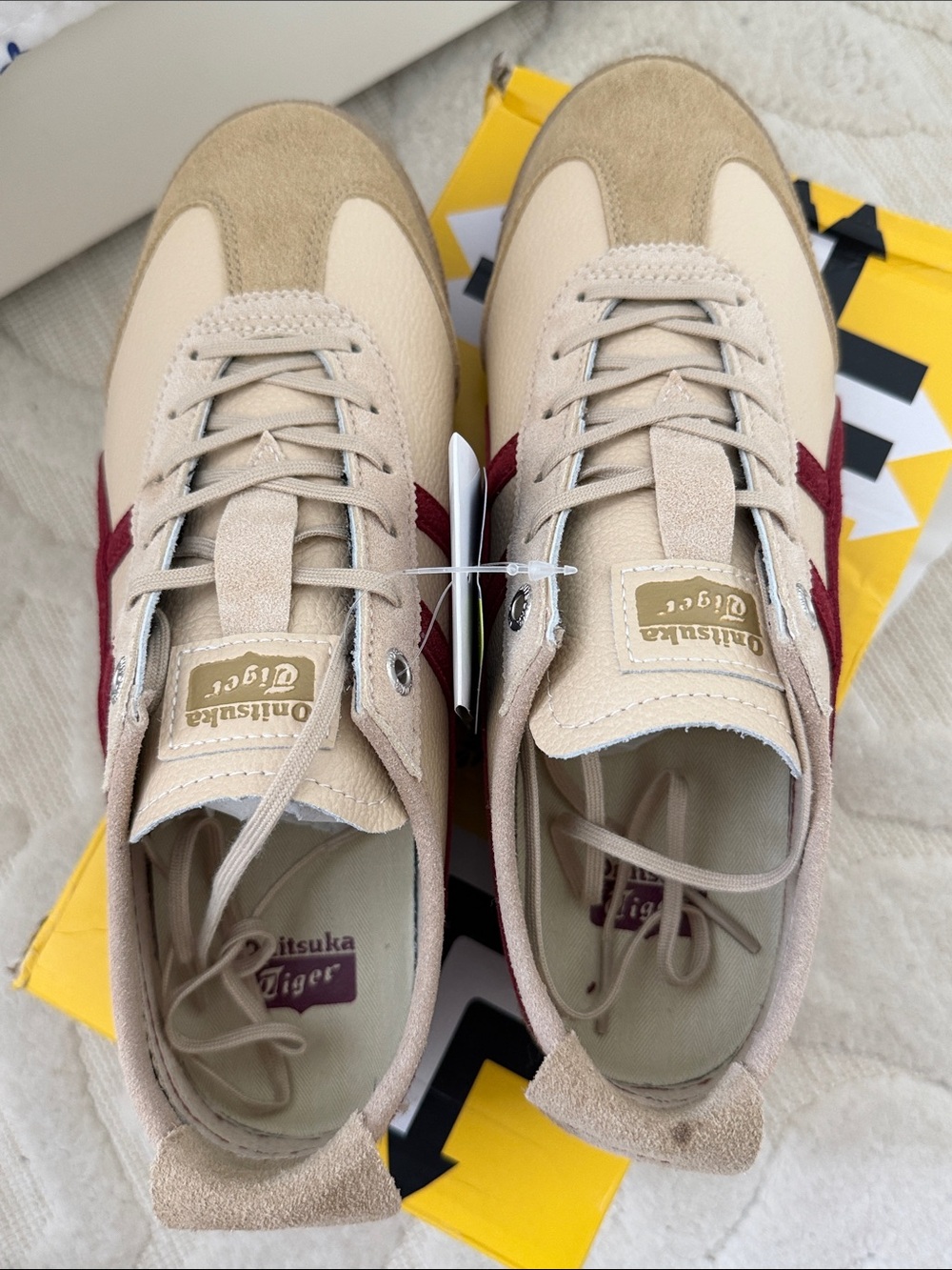 Onitsuka Tiger by Asics Cream Sneakers with Burgundy Stripes - Picture 3 of 5